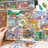 Scène de stickers isométrique 3D à composer soi-même sur le thème du puzzle et de la pellicule de film. Activité créative pour adulte pour gérer le stress.